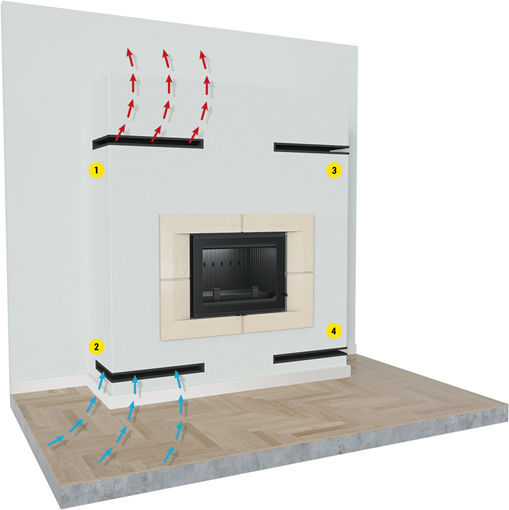 Kratki Corner Fireplace Air Shutter Gray 56x56x6cm