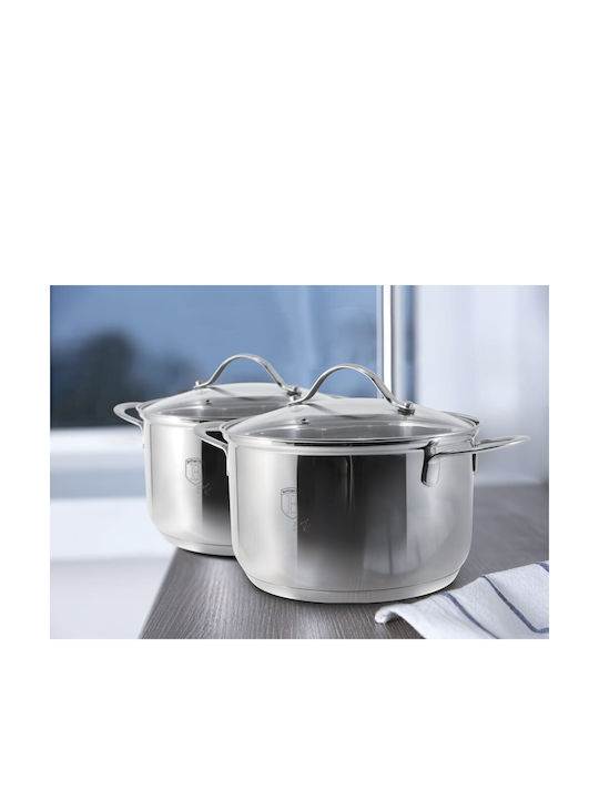 Berlinger Haus Silver Jewellery Collection Cookware Set of Stainless Steel with No Coating Silver 10pcs