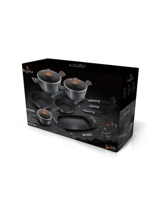 Berlinger Haus Moonlight Collection Cookware Set of Aluminum with Stone Coating Grey 12pcs