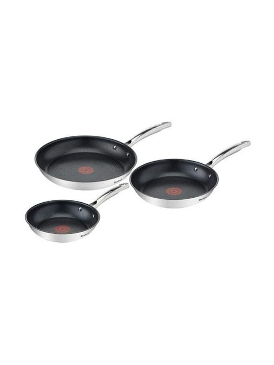 Tefal Duetto+ Pans Set of Stainless Steel with Ceramic Coating Silver 3pcs