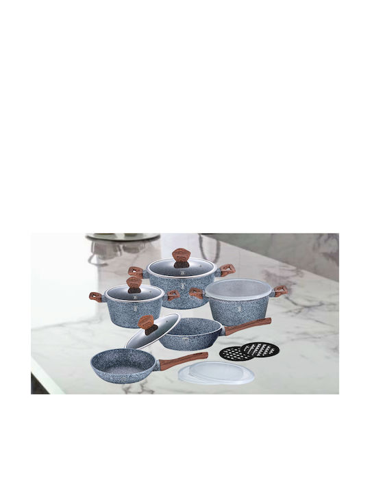 Berlinger Haus Stone Touch Line Cookware Set of Aluminum with Stone Coating Grey 13pcs