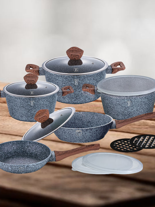Berlinger Haus Stone Touch Line Cookware Set of Aluminum with Stone Coating Grey 13pcs