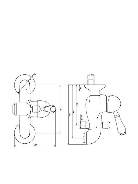Teorema Tiffany Mixing Retro Bathtub Shower Faucet Complete Set Bronze