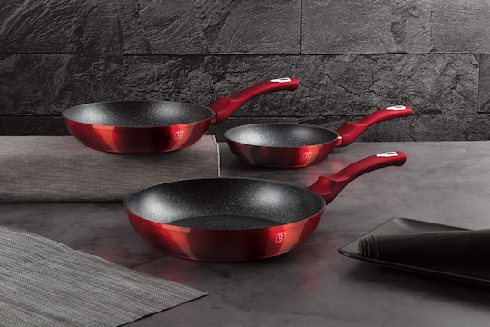 Berlinger Haus Metallic Line Комплект Тигани от Алуминий Burgundy Collection с Вътрешно Покритие от Камък 3 Съда
