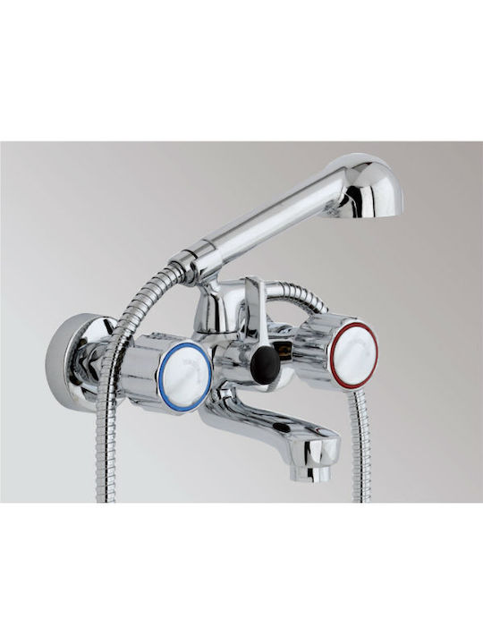 Teorema Rubino Bathtub Shower Faucet Complete Set Silver