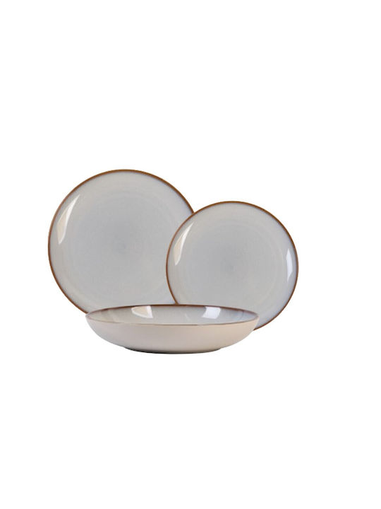 Cryspo Trio Σερβίτσιο Πιάτων Κεραμικό Γκρι 18τμχ