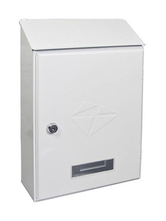 Outdoor Mailbox Metallic in White Color 23.5x9x36cm