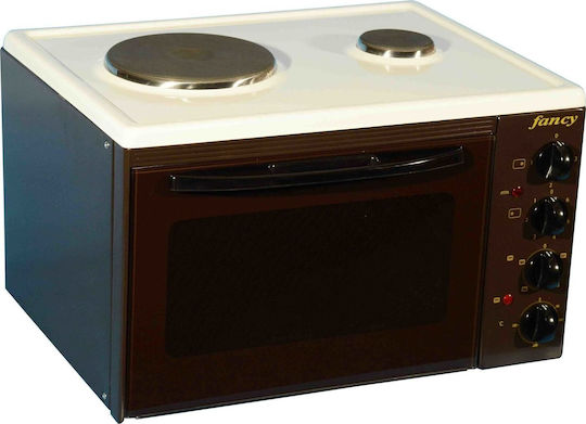 Fancy Electric Countertop Oven 30.5lt with 2 Burners Καφέ