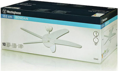 Westinghouse Bendan Ceiling Fan 132cm with Light and Remote Control White