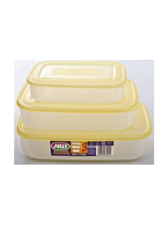 Plastic Lunch Box Food Container Aris Yellow 1000ml 3pcs