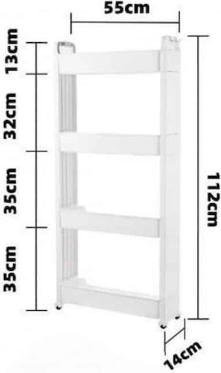 ForHome Küchenwagen Kunststoff 4 Ebenen Weiß 55x14x112cm