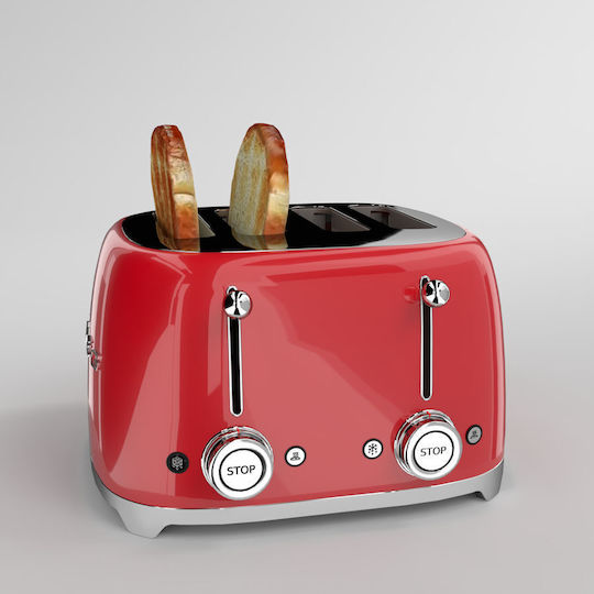 Smeg Toaster 4 Slots 2000W Red