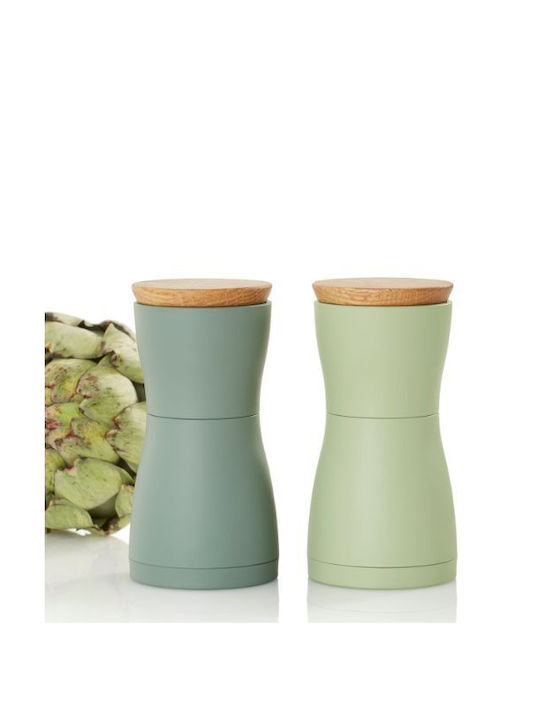 Ad Hoc Twin Set Manual Râșnițe Condimente din Lemn în Culoare Verde 13.3cm 2buc