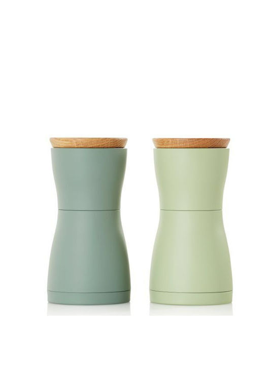 Ad Hoc Twin Set Manual Râșnițe Condimente din Lemn în Culoare Verde 13.3cm 2buc