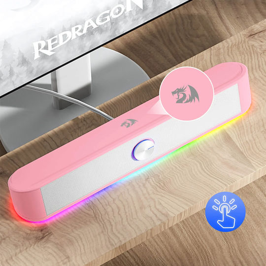Redragon GS560P Adiemus Ηχείο Υπολογιστή με RGB Φωτισμό και Ισχύ 3W σε Ροζ Χρώμα