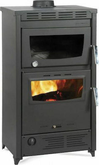 Thermiki ATS Masina Aero 90-30 Steel Wood Stove Air Ηeater with Oven 18kW Black