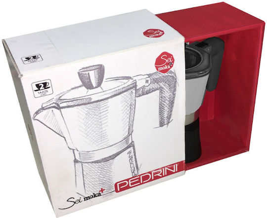 Pedrini Sei Moka Plus Stovetop Espresso Pot 2 Cups Silver