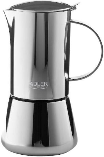 Adler Electric Stovetop Espresso Pot 10 Cups Inox Brown