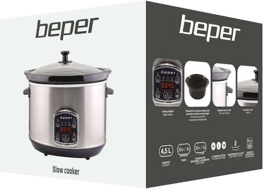 Beper Slow Cooker 280W with Capacity 4.5lt Silver