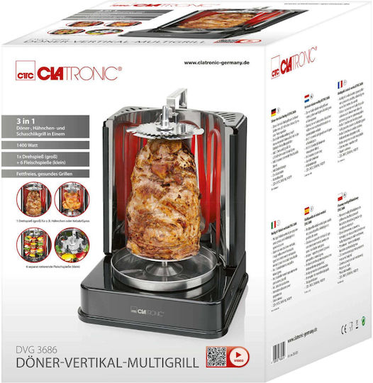 Clatronic DVG 3686 Electric Grill 1400W Black
