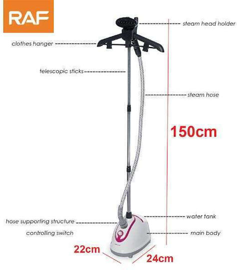 Raf R3039 Garment Steamer Hand 1800W with Tank 1.8lt Blue