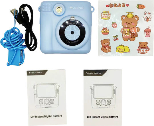 Lamtech Kid Instant Παιδική Φωτογραφική Μηχανή 2MP με Θερμική Εκτύπωση Γαλάζια
