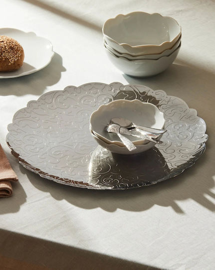 Alessi Dressed Mirror Неръждаем Кръгъл Поднос за сервиране в Сребрист Цвят MW07 1бр