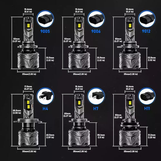 NovSight Lampen Auto H7 LED 6500K Kaltes Weiß 12-24V 120W 2Stück