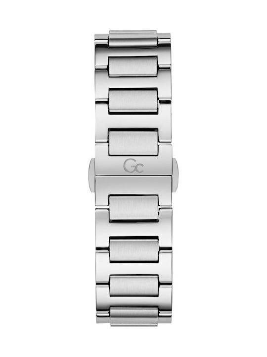GC Watches Ανδρικό Ρολόι 44mm Χρονογράφος Μπαταρίας με Ασημί Μεταλλικό Μπρασελέ