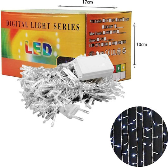 Λαμπάκια LED 3μ. x 200εκ. Ψυχρό Λευκό τύπου Κουρτίνα