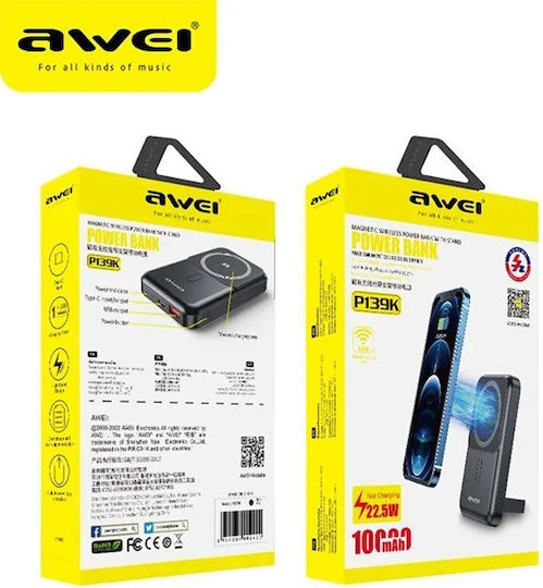 Awei P139K Power Bank 10000mAh Μαύρο