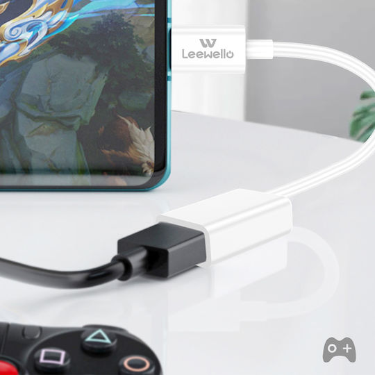 Leewello Μετατροπέας micro USB male σε micro USB female Λευκό 1τμχ