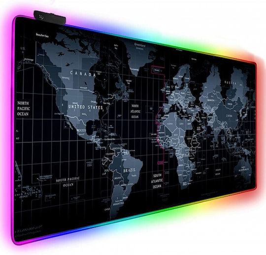 World Map RGB Gaming Mouse Pad XXL 900mm with RGB Lighting Black 031209980