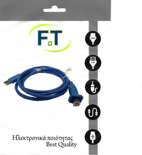 FT Electronics USB 2.0 Cable USB-A male - USB-B male Μπλε 1.5m (FTT16-660)