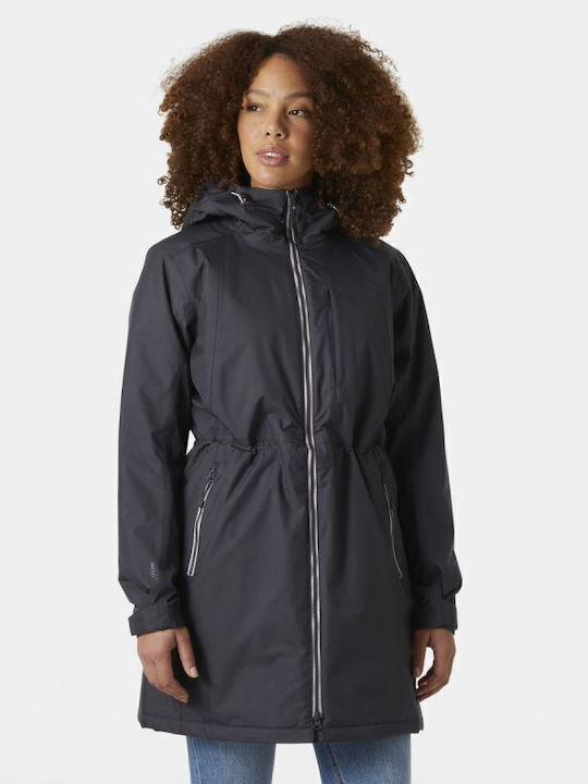 Women's for Hiking Short Sports Jacket Waterproof for Winter with Hood Black