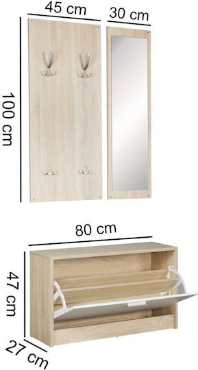 Thomas Entry Furniture with Mirror / Hanger & Shoe Rack 80x27x175cm