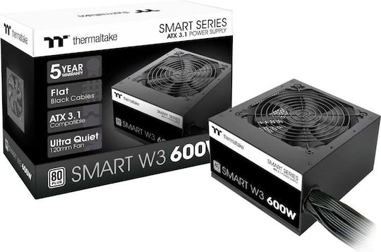Thermaltake Smart W3 600W Black Computer Power Supply Full Wired 80 Plus Standard