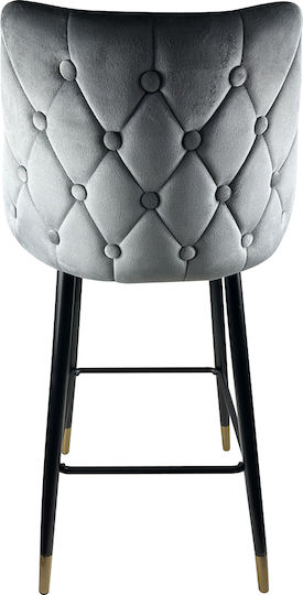 Табуретка Бар Облечено с кадифе Manhattan Grey/Black 2бр 51x57x110бр