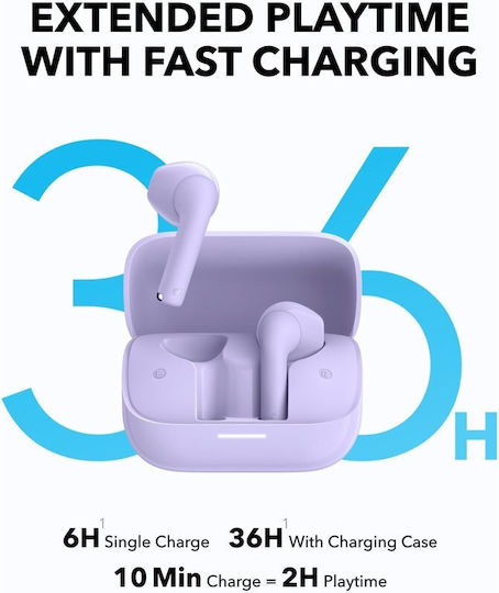 Soundcore by Anker K20i Earbud Bluetooth Handsfree Ακουστικά με Αντοχή στον Ιδρώτα και Θήκη Φόρτισης Μωβ