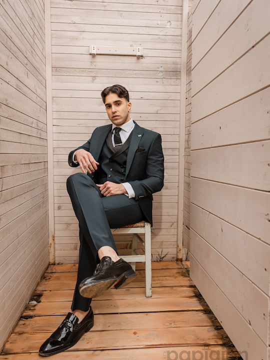 Men's Winter Suit with Vest Green