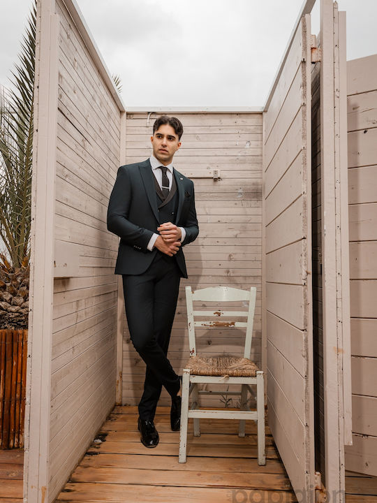 Men's Winter Suit with Vest Green