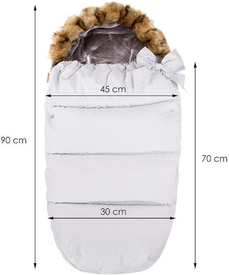 Universal Ποδόσακος Καροτσιού Αδιάβροχος Γκρι με Fleece Επένδυση 90x45εκ.
