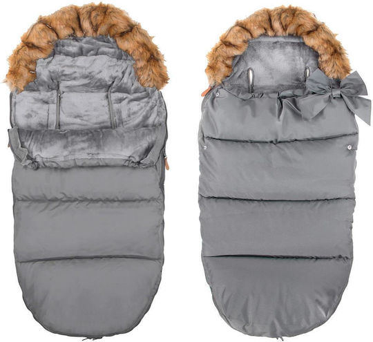 Universal Sac de picioare pentru cărucior Impermeabil Gri cu căptușeală Fleece 90x45εκ.