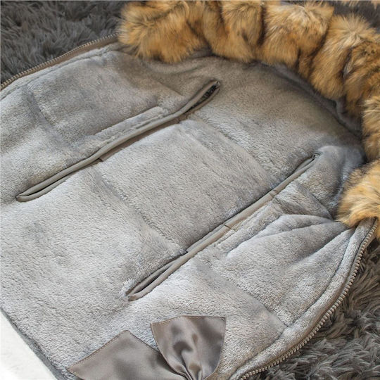 Universal Sac de picioare pentru cărucior Impermeabil Gri cu căptușeală Fleece 90x45εκ.