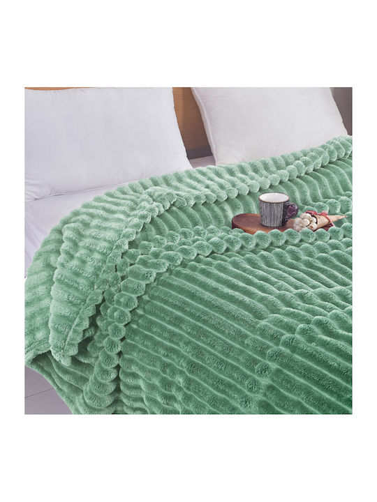 My Home Luxury Κουβέρτα Fleece Μονή 160x220εκ. Πράσινο MRS-03