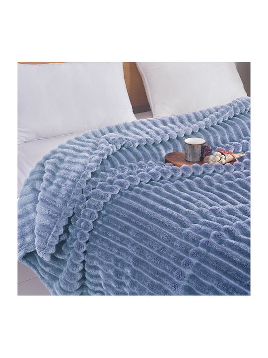 My Home Luxury Κουβέρτα Fleece Μονή 160x220εκ. Μπλε MRS-07