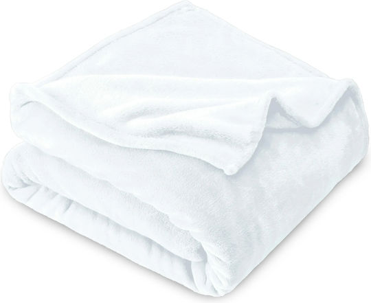 My Home Luxury Κουβέρτα Fleece Υπέρδιπλη 220x240εκ. Λευκή PB-12