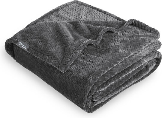 My Home Luxury Κουβέρτα Fleece Μονή 160x220εκ. Σκούρο Γκρι BL160-16
