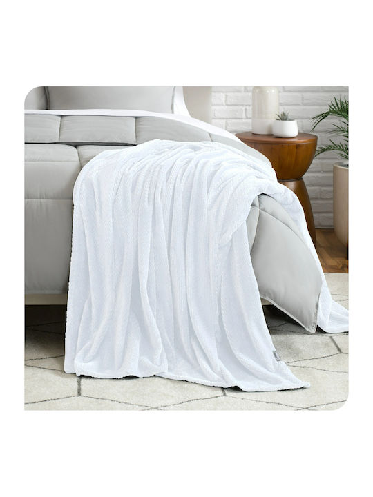 My Home Luxury Κουβέρτα Fleece Μονή 160x220εκ. Λευκή BL160-12