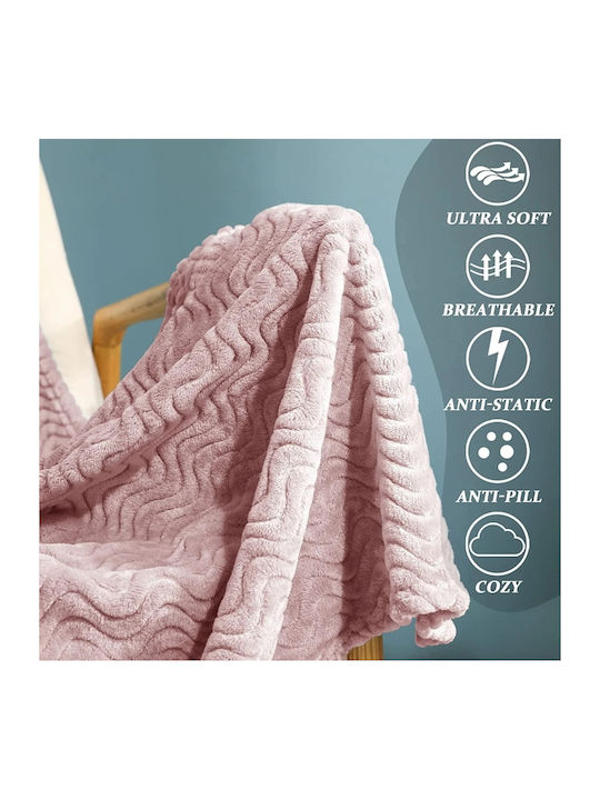 My Home Luxury Pătură Fleece Single 160x220cm Roz